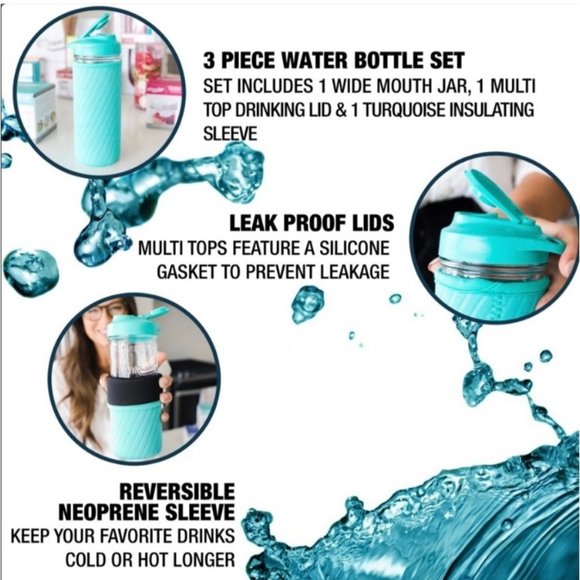 Masontops Mason Jar 3 Piece Water Bottle Set - Picture 3 of 10